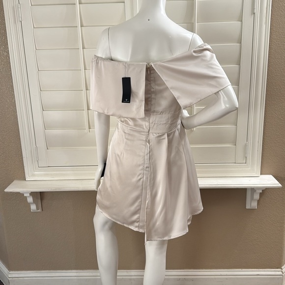 Lulus Always Celebrating Ivory Satin Off-the-Shoulder Mini Dress - Picture 7 of 12